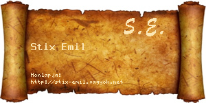 Stix Emil névjegykártya
